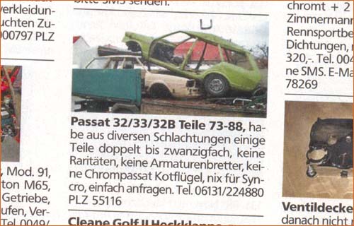 Anzeige VW Speed Passatteile Anzeige VW Speed Passatteile